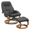 360° Swivel Recliner Lounge Sofa Chair Footrest Footstool PU Leather Wood Base