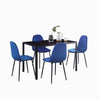 4x Blue Velvet Dining Chairs Metal Legs & Black Tempered Glass Dining Table Set
