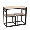 3 Piece Compact Dining Table & 2 Chairs Set Wooden Metal Legs Kitchen Bistro Set