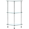 2/3 Tier Glass Shelf Unit Clear Modern Storage Display Side Table Furniture