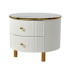 Nesting Coffee Tables Set of 2 Round Stacking Side Tables with Storage Drawers