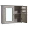 Wall Bathroom Cabinet Storage Cupboard Double Doors with Mirror & Shelves Wooden