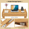 Modern Bamboo Computer Desk Study Writing Desk Workstation W/ 2 Storage Drawers