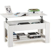 Wooden Coffee Table With Lift Up Top Storage Shelf Living Room Furniture White