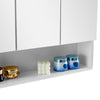 White Bathroom Mirror Cabinet Wall Mounted Storage LED Unit Corner Wooden Shelf