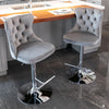 Set of 2 Velvet Bar Stools Breakfast Home Kitchen Chair Bar Bistro Grey QY