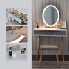 Makeup Dressing Table Vanity Set LED Light Mirror Stool Set Wood Desk Drawer UK