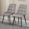 2 Grey Velvet Dining Chairs Dining Room Restaurant Metal Legs Padded Modern
