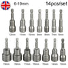 14pc/set 1/4 Nut Driver Bit Set Hex Magnetic Metric Socket Impact Drill Adapter