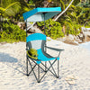 Outdoor Canopy Chair Sunshade Folding Camping Chair W/ Cup Holder & Carrying Bag