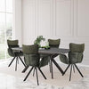 2PC Ergnomic Fabric Accent Arm Chairs Dining Kitchen Living Room w/ Steel Leg