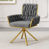 2pcs Velvet Dining Chair Swivel Chair Upholstered Armchair with Metal Legs NS