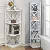 3/5Tier Wooden Corner Shelf Stand Bookshelf Home Storage Furniture Shelving Rack
