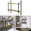Floating Shelves Metal Wall Shelf Retro Industrial Hanging Wood Shelving Rack