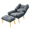 Fabric Grey Orthopedic Modern Recliner Armchair Sofabed Sleeper Chair with Stool