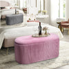 Oval Ottoman Stool Bench Storage Box Pouffe Seat Blanket Bedding Toy Chest Chair