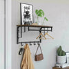 Coat Rack With Storage Shelf Hanger Rail Retro Wall Mounted Clothes Hanging Unit