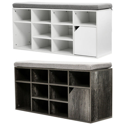 Hallway Shoe Cabinet Bench Storage Shoes Rack Unit Cupboard Cushion Padded Seat