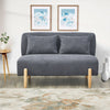 Grey Linen Fabric Sofa Couch 2 Seater Wood legs Living Room Modern with Cushion