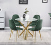 4x Velvet PU Leather Dining Chairs&Round Tempered Glass Dining Table Dining Set