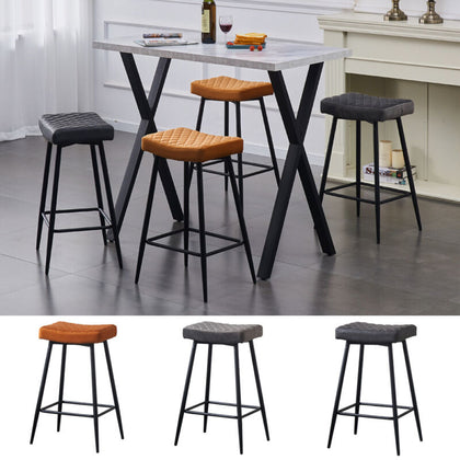 2/4X Bar Stools Breakfast Kitchen Stool Bar High Chairs Velvet Seat Metal Legs