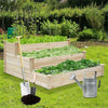 Outdoor 3 Tier Raised Garden Bed Wooden Planter Kit Stackable Large Growing Bed