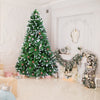 7FT Christmas Tree White Flocking Spray PVC 1350 Branch Metal Stand W/ Pine Cone