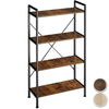 Bookcase | 4 Shelves Ladder Standing Wall Unit Oak Wooden Corner Storage Shelf