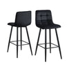 Set of 2 Black Velvet Bar Stools Breakfast Pub Chair Kitchen 65 cm Seat High