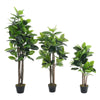 3/4/5ft Large Ficus Tree Artificial Rubber Tree in Pot Fake Plant Indoor Outdoor