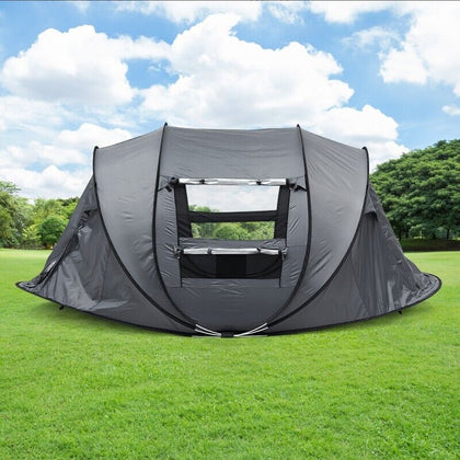 3-4 Person Camping Tent Waterproof Room Outdoor Hiking Backpack Fishing Grey