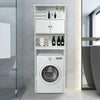Over Toilet Cabinet Freestanding Washing Machine Rack W/ Open Shelves and Doors