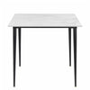 Industrial Square Marble Dining Table Kitchen Eating Table & Black Legs 4 Seater