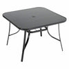 Large Garden Table Outdoor Square GlassTop Patio Bistro Dining Tea Table w/ Hole