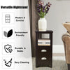 2 Drawers Narrow Side End Table Corner Storage Nightstand Compact Display Shelf
