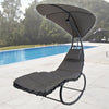 Comfortable Outdoor Garden Patio Metal Rocking Lounger Chair With Sun Roof Shade
