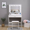 White Modern Dressing Table with LED Lights Mirror Vanity Make up Desk Stool Set