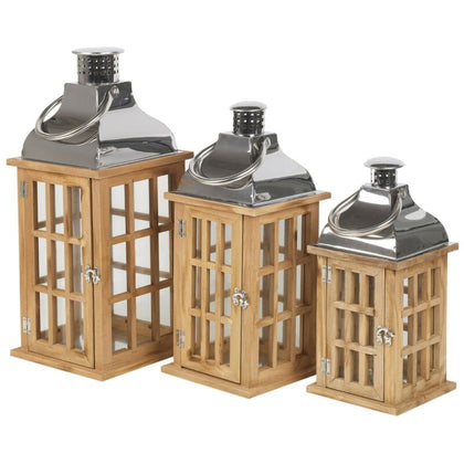 Wooden Lantern Candle Holder Tealight Summer Patio Decoration Outdoor Indoors