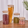 4PC Glass Storage Jars with Bamboo Lids Modern Kitchen Food Storage Airtight UK