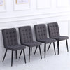 4X Upholstered Velvet Linen Dining Chairs Tufted Button Kitchen High Back Chair