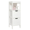 White Wooden Bathroom Shelf Cabinet Cupboard w/Drawer Storage Unit Free Standing