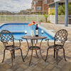 3 Piece Cast Aluminum Garden Table Chairs Set W/ Ice Bucket Outdoor Patio Bistro