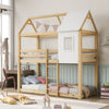 3FT Double Kids Bunk Beds Wooden Frame Kids High Sleeper Pine Wood House Canopy