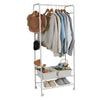 Portable Clothes Rack Rolling Garment Rack w Shelves 8 Side Hooks Hanging Closet