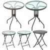 Indoor Outdoor Portable Garden Patio Bistro Dining Table Folding Glass Top Table