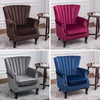 Ribbed Cocktail Wing Back Chesterfield Queen Anne Armchair Accent Tub Chair Sofa