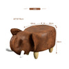 Brown Elephant Faux Leather Upholsterd Footstool Animal Stool Ottoman Wood Legs
