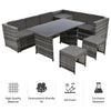 Rattan Garden Furniture 7 Seater Corner Sofa Stool Dining Table Outdoor Set Grey