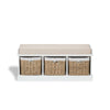 White Storage Bench Wooden Bench With Baskets Hallway Storage TETBURY Furniture