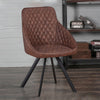 2× Retro Dining Chairs Brown Diamond PU Leather Seat Home Restaurant Chair Set